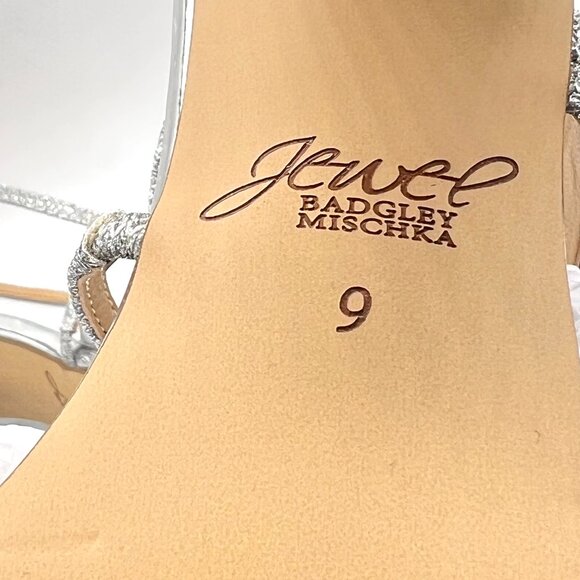 Jewel Badgley Mischka Womens Size 9 Gale Silver Dress Sandals Heels Shoes - Picture 15 of 16